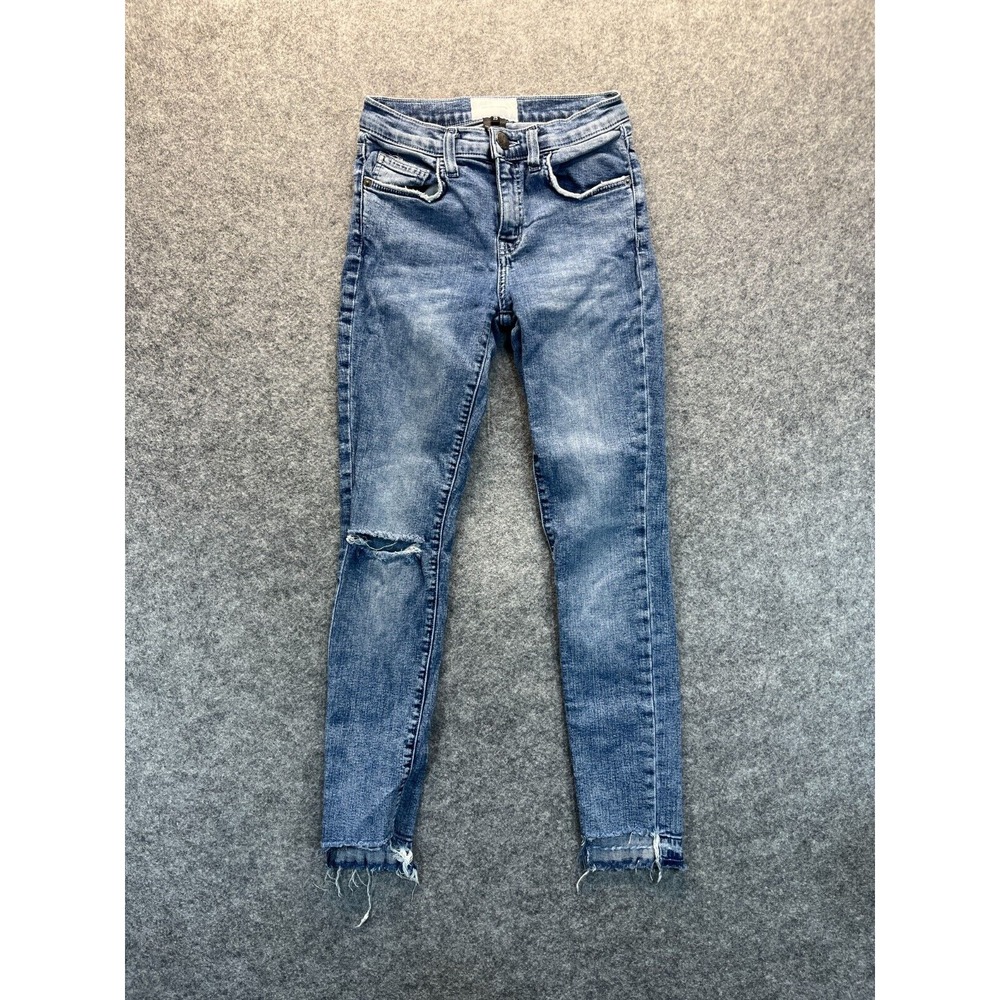 Current Elliott Jeans Women's 25 High Waist Stiletto Skinny Distressed Denim